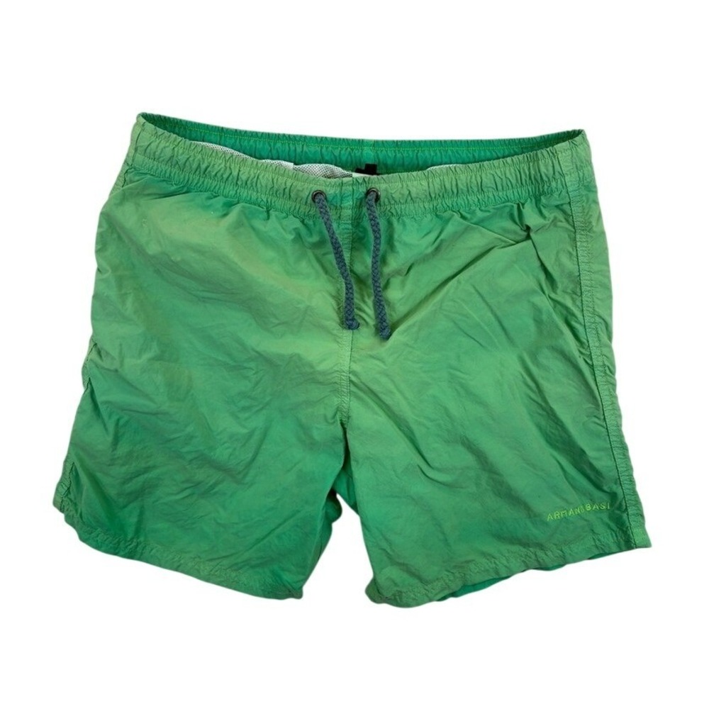 Armand Basi Swim Trunks Men's L Green Mesh Lined Quick Dry Drawstring Summer